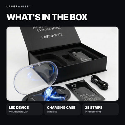 What's in the box: LED device, charging case, 28 strips