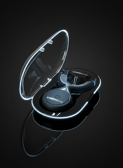 LaserWhite device in its wireless charging case