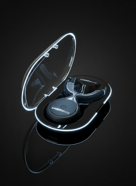LaserWhite device in its wireless charging case