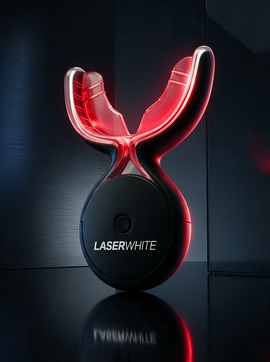 LaserWhite LED device glowing red